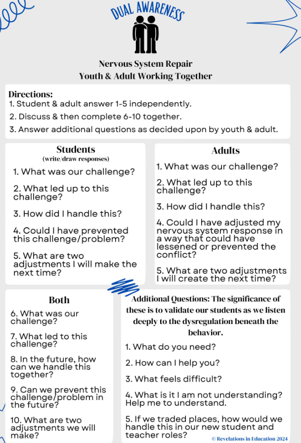 desautels_phd's tweet photo. In the upcoming manual, "Body and Brain Brilliance," we'll be sharing mutually repairing restorative conversations as time is given to educator &amp; student , while another adult takes over the classroom! This Dual Awareness can be shared between students as well! Much more to come! https://t.co/V38SC461lV
