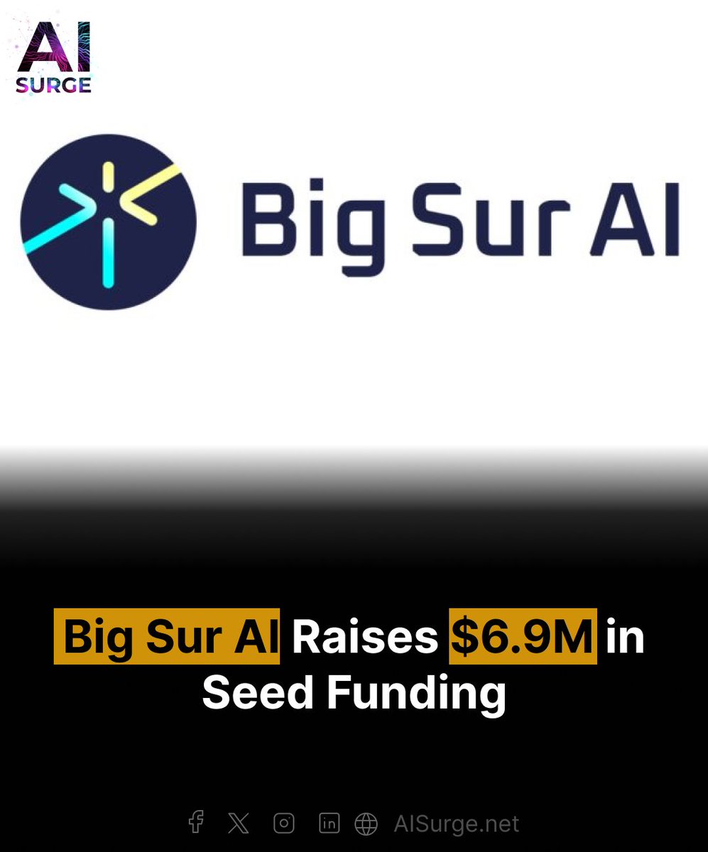 Mountain View-based Big Sur AI secures $6.9M in seed funding led by Lightspeed Venture Partners and Capital F. Funds to expand AI platform for e-commerce, including AI Sales Agent for Shopify merchants.

#BigSurAi #Aifunding