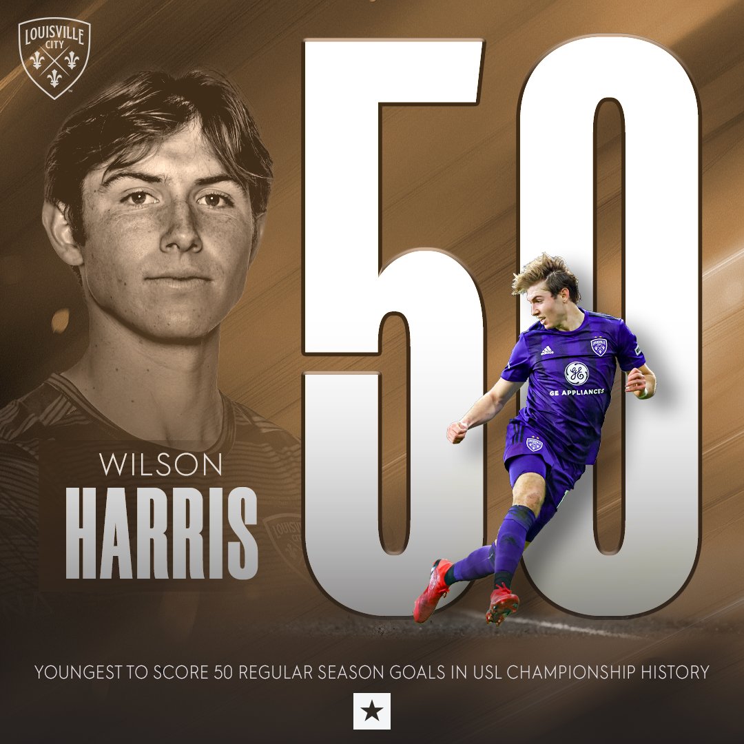 Congratulations to <a href="/loucityfc/">Louisville City FC</a> forward <a href="/Nosliwharris/">Wilson Harris</a> for becoming the youngest player to score 5⃣0⃣ regular season goals in league history!