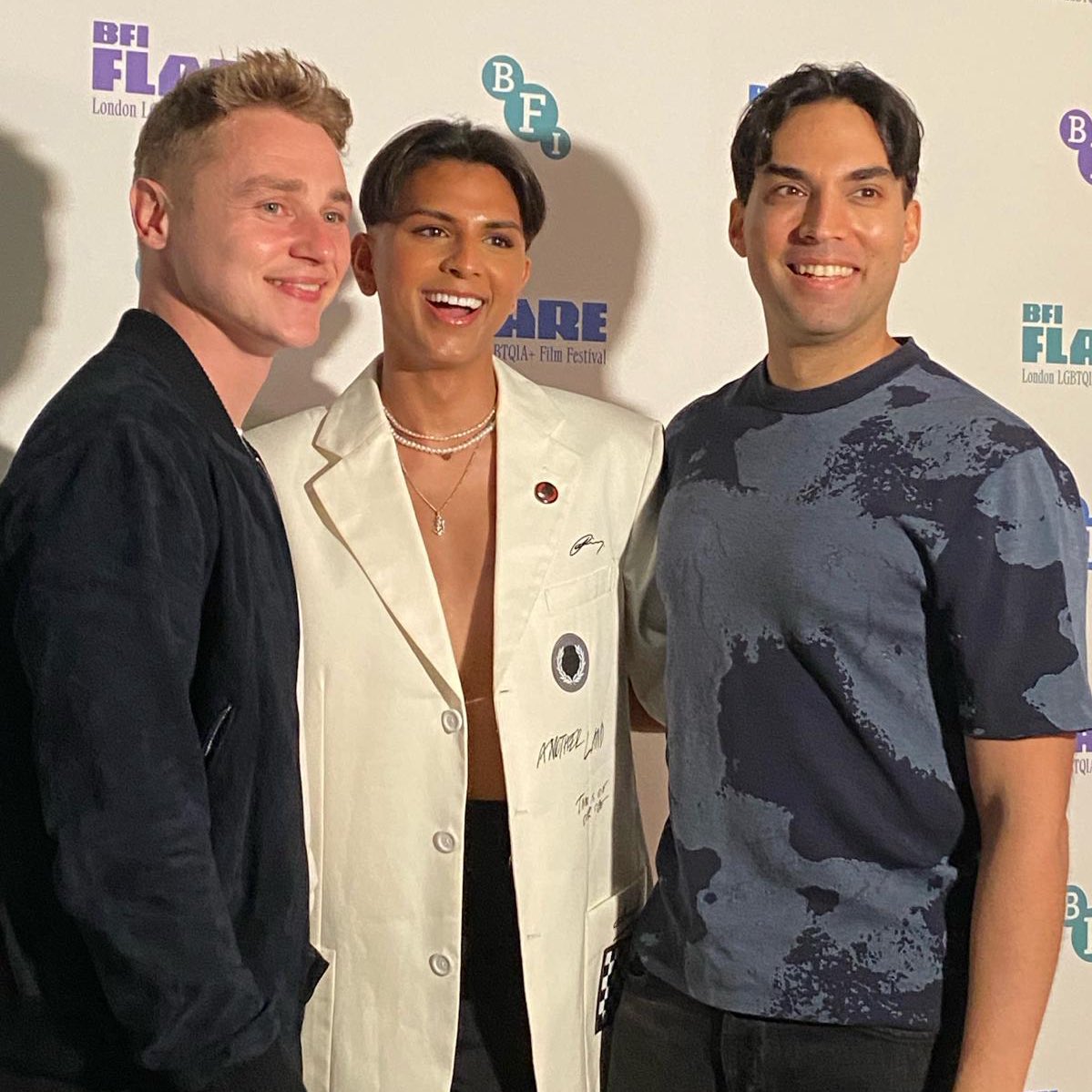 ‘Unicorns’ dream team! Director @iJamesFloyd with @ItsJasonPatel & Ben Hardy at @BFIFlare. Not much longer to go until the #BFIFlare #UnicornsMovie screening starts 🦄