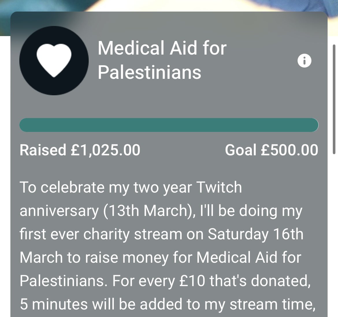 seilaevelina's tweet photo. Within the first 20 minutes of my stream we hit our £250 goal, and after 8 hours we raised £1,025 for @MedicalAidPal 🥺 This is one of my proudest achievements to date and I’m eternally grateful. Thank you SO MUCH to everyone who donated and hung out today. I love you all 💟 https://t.co/LvQk8DqL8x
