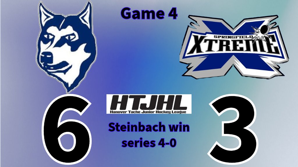Friday result: 
<a href="/SteinbachHTJHL/">Steinbach Jr. Huskies</a> sweep the #HTJHL Finals over <a href="/XtremeJrHockey/">Springfield Xtreme</a> 
htjhl.com/gameSummary.ph…