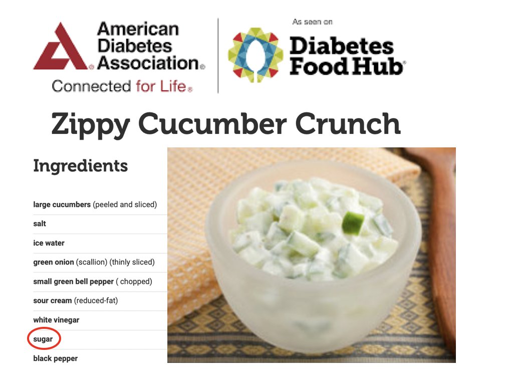 Trying to figure out why there are so many recipes on the ADA's FoodHub site with added sugar and high carb. 

Who makes these recipes @Caitlyn052590?   

As a diabetic myself  foods like this would skyrocket my blood sugar. 

What benefit do recipes like these have for