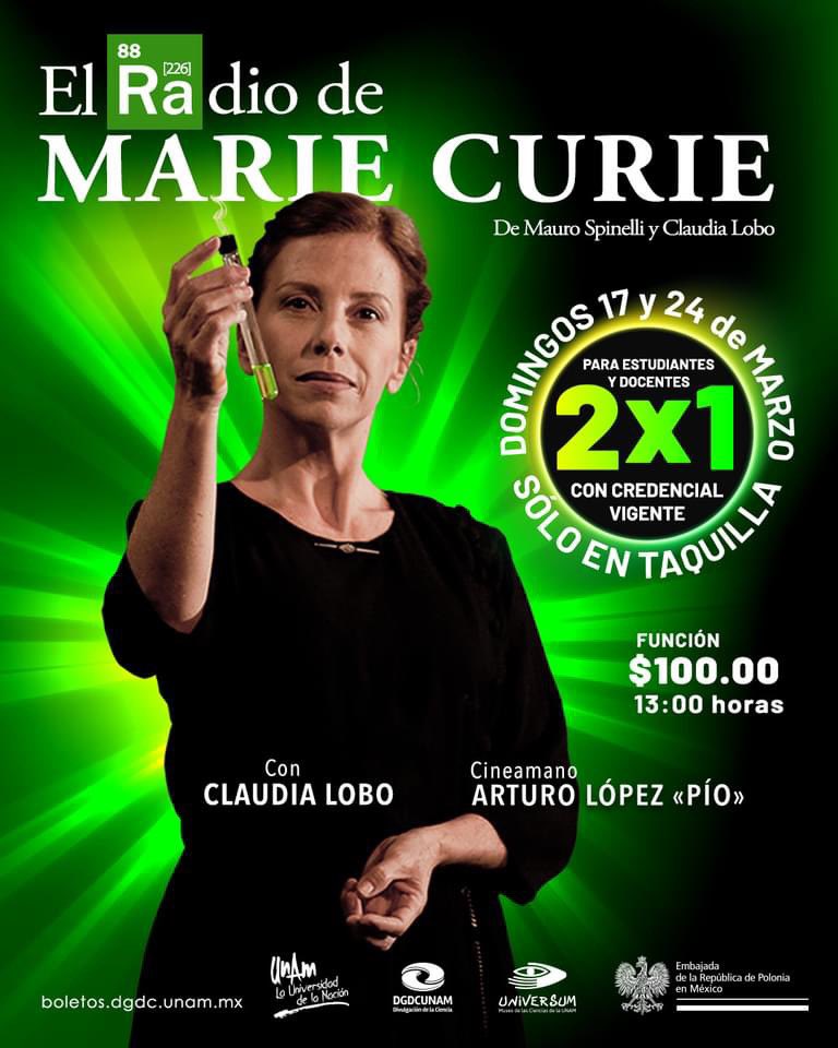 ¡El Radio de Marie Curie estará al 2x1! 😎👏

Asiste con tu credencial vigente de estudiante o profesor y obtén un 2x1 en nuestras obras de teatro. 🤩🫶👏👌

#ViveTuMuseo #TeatroCientífico #2x1promo