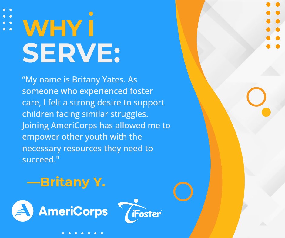 Happy last day of #AmeriCorpsWeek! iFoster would like to recognize two more TAY AmeriCorps Peer Navigators for their amazing work assiting their community! Read more about why Guillermo and Britany chose to serve here: bit.ly/4aexu5n #iAmiFoster #service