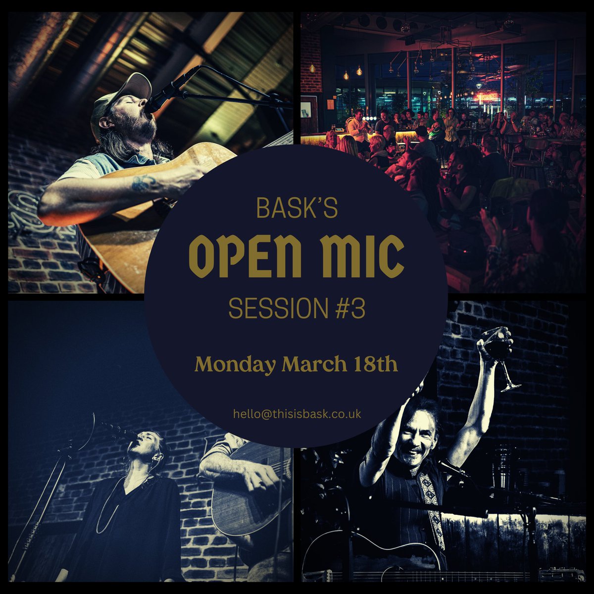 The Bask Open Mic session #3 is here on Monday. Arrive 7pm to sign up. Acoustic - spoken word - comedy - freestyle