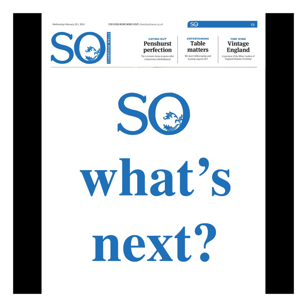 Calverley can reveal that a new TW monthly glossy is launching. And the people behind it are the very same ones who created the Times of TW and SO magazine. Yipee! It'll be a top-end monthly glossy aimed at business but with an 'after hours' section. How exciting. More soon…