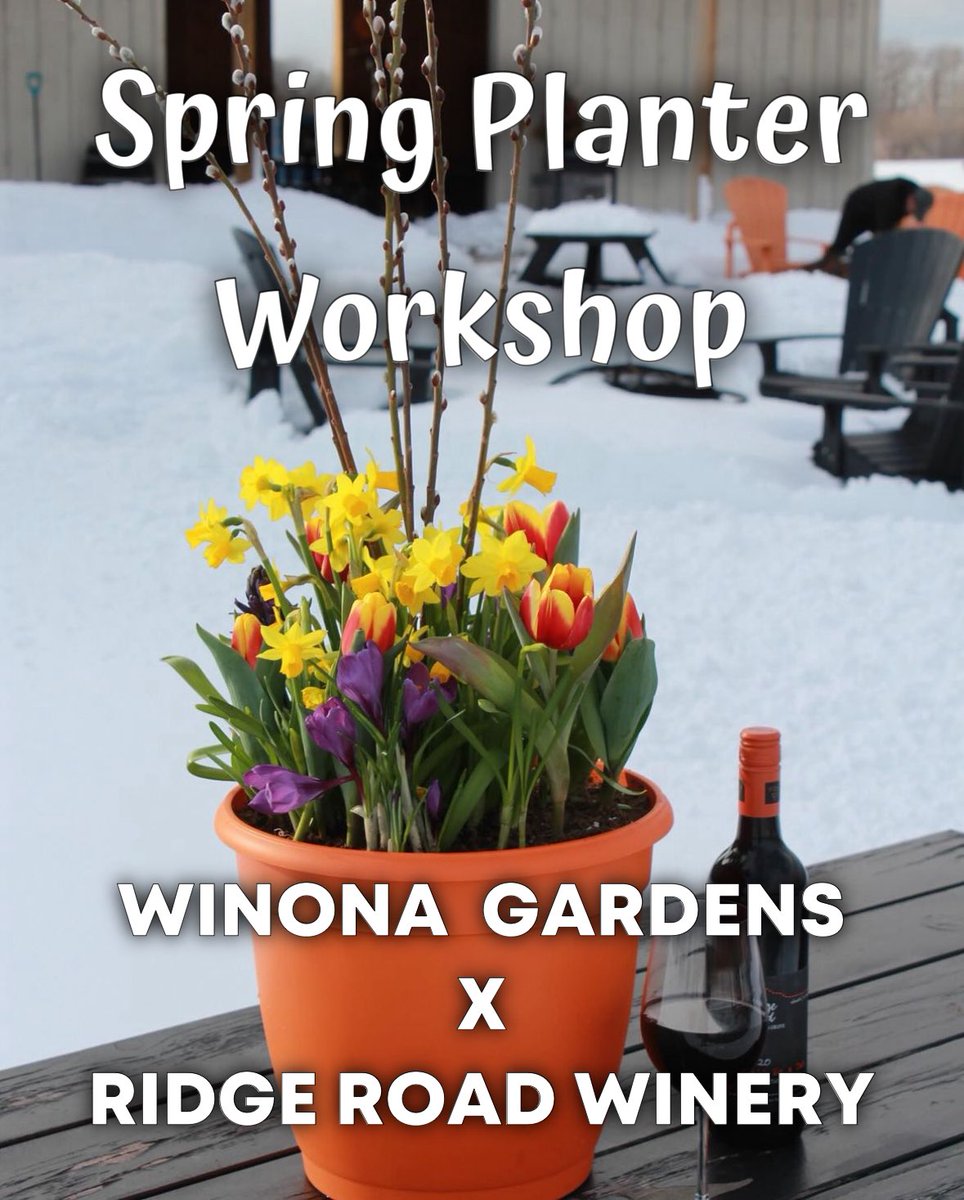 Join us next Saturday, March 23 at <a href="/ridgeroadwinery/">Ridge Road Winery</a> for our annual spring planter workshop collaboration!

Click the link in our bio to book your spot today !
ridgeroadwinery.ca/store/Planter-…