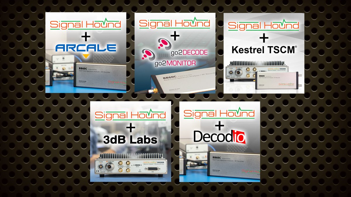 SignalHound's tweet photo. Check out this lineup of 3rd party software applications compatible with our #SpecAns. Learn more about each one here >> https://t.co/iI4tsl7I3K
#3dBLabs
#Decodio
#Arcale
#Kestrel #TSCM
#Go2Monitor
#Go2Decode
#ModernSignalHound
#ThirdPartySoftware https://t.co/ui6qvSv4sR