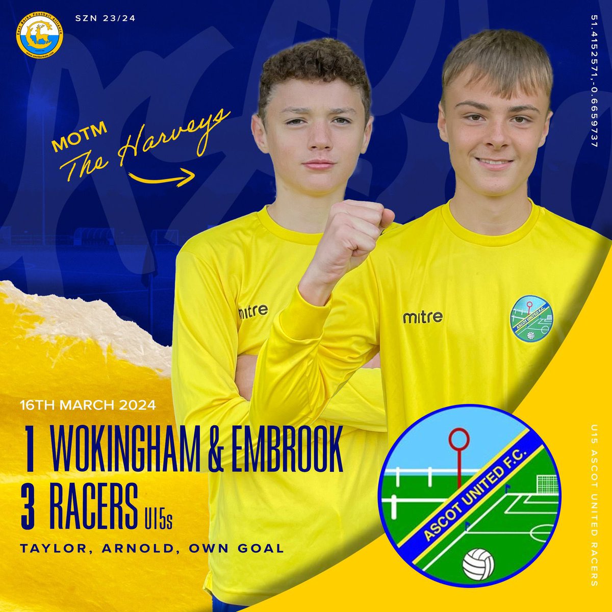 Solid 3-1 win for <a href="/AscotUnitedFC/">Ascot United FC</a> U15 Racers today. We are long throw-in masters #WeAreAscot 💛💙