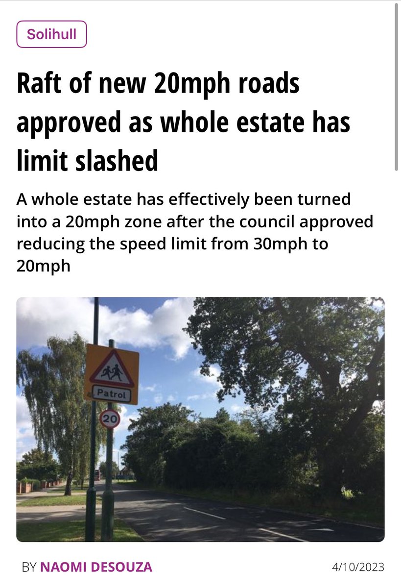 Anyone who has worked in local Government knows 20mph areas are popular and make sense, especially where people walk and cycle. Which is why both Conservative and Labour councils here are rolling them out. We shouldn’t let road safety become a political football.