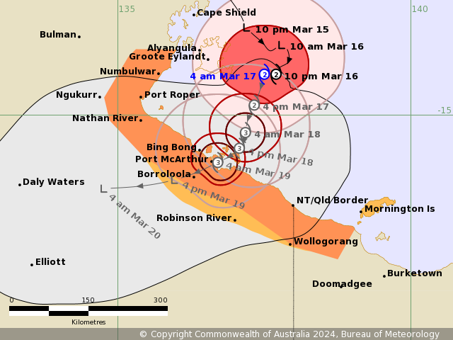 #CycloneMegan in W #GulfofCarpentaria now a 75mph C1 SSHWS, to peak =>105mph C2 SSHWS or C3 Aus Scale #Cyclone or even C3 SSHWS/C4 Aus by NE NT landfall #Flooding rains,#StormSurge impacts likely in NE #NorthernTerritory, NW #Queesland
#TropicsWx #wxtwitter #Megan #Australia