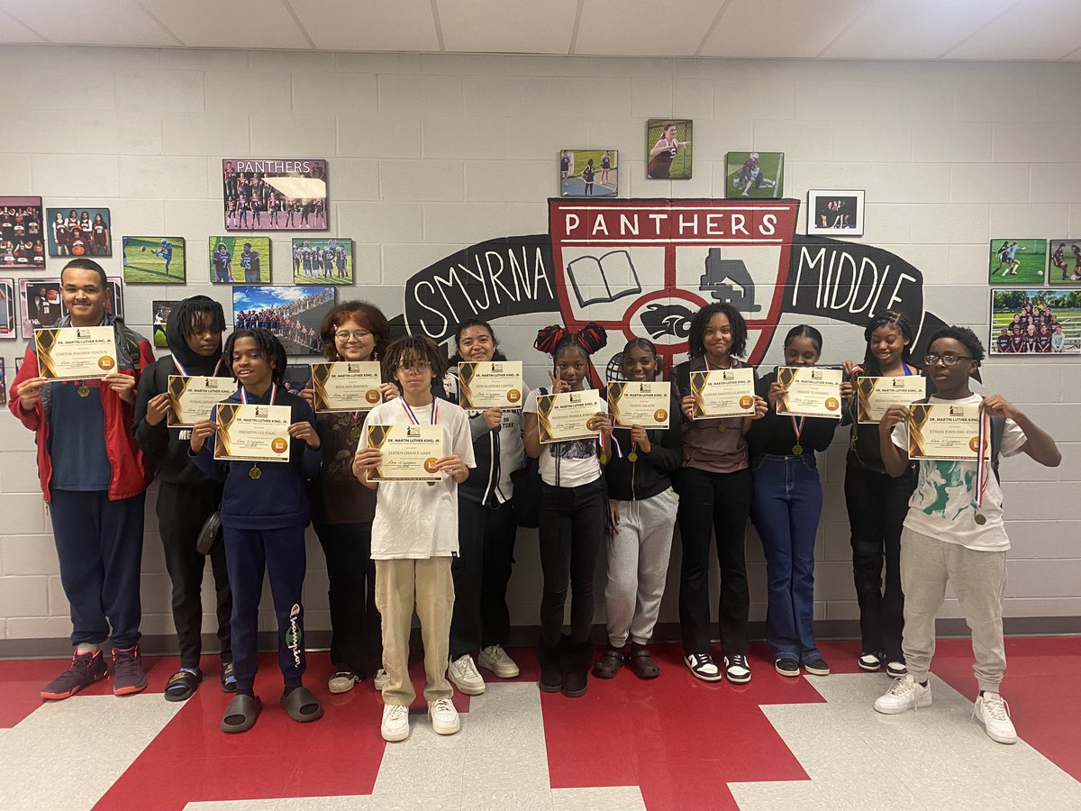 Shoutout to our students that were recognized for their academic achievements at the MLK Scholarship ceremony! We are so proud of these panthers!! @SmyrnaMiddle