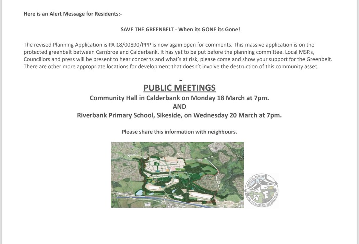 Fantastic morning for leafleting. Thank you to our army if volunteers and <a href="/GrahamSMSP/">Graham Simpson</a> who gave up there Saturday to distribute 7000 leaflets through doors. We must protect this greenbelt- it’s not a done deal. Look forward to hearing your concerns at the public meetings