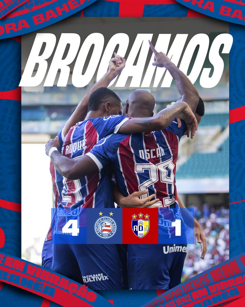 ecbahia's tweet photo. 🙌🏽 ESTAMOS NA FINAL!

Esquadrão goleia Jequié por 4 a 1 com três gols do colombiano Oscar Estupiñan, além de um de Rafael Ratão, e vai em busca do 51º título estadual. Time já havia vencido jogo de ida, fora de casa, por 1 a 0. Quarta é Ba-Vi, novamente na Fonte, pela Copa do Nordeste. #BBMP