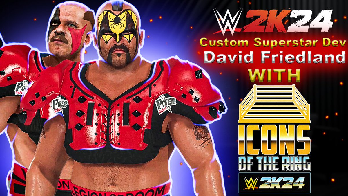 This Tuesday LIVE on YouTube at 5PM PT, 8PM ET! @WWEGames Custom Superstar Developer David Friedland joins us and the @IconsOfTheRing to discuss the CREATION SUITE in #WWE2K24! It's not an open chat, so leave questions below, and I will pick the best ones to ask!
