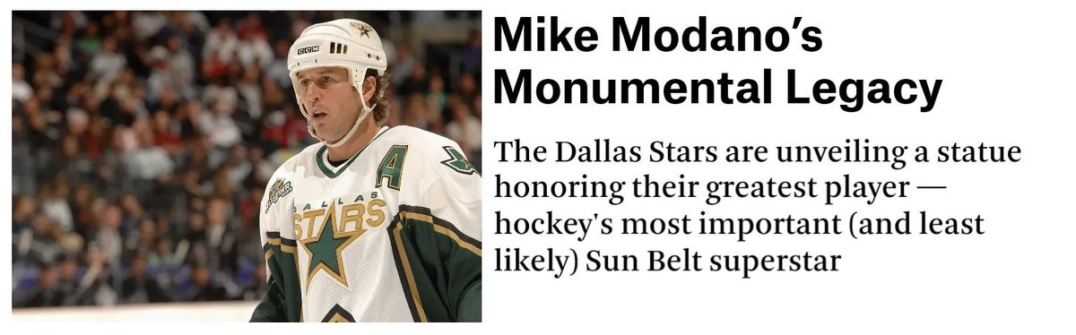 With @9modano being honored with a statue tonight, I wrote about his legacy as the man who put Sun Belt hockey on the map: neilpaine.substack.com/p/mike-modanos…