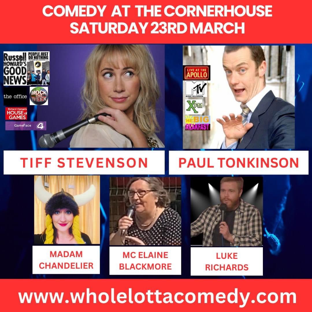wholelottacomedy (@wholelotacomedy) on Twitter photo Saturday 23rd March 8pm <a href="/cornerHOUSEarts/">Surbiton CornerHOUSE</a> <a href="/tiffstevenson/">Tiffany Stevenson</a> <a href="/PaulTonkinson/">Paul Tonkinson</a> <a href="/MadameOpera/">Madame Chandelier Saves Opera #edfringe</a> and Luke Richard’s bringing you a night of fun and laughter.
Tickets ticketsource.co.uk/wholelottacome…
wholelottacomedy.com Saturday 23rd March 8pm <a href="/cornerHOUSEarts/">Surbiton CornerHOUSE</a> <a href="/tiffstevenson/">Tiffany Stevenson</a> <a href="/PaulTonkinson/">Paul Tonkinson</a> <a href="/MadameOpera/">Madame Chandelier Saves Opera #edfringe</a> and Luke Richard’s bringing you a night of fun and laughter.
Tickets ticketsource.co.uk/wholelottacome…
wholelottacomedy.com