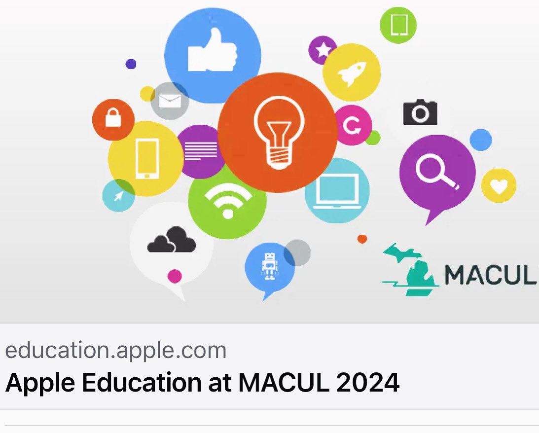 meyersgc's tweet photo. An amazing week at MACUL 2024! Click below to see resources from all the sessions presented by Apple EDU and ADEs #appleedu #MACUL24 #appleeducation #appledistinguishededucators
https://t.co/klU3sUTW4t https://t.co/NbjozaUrcd