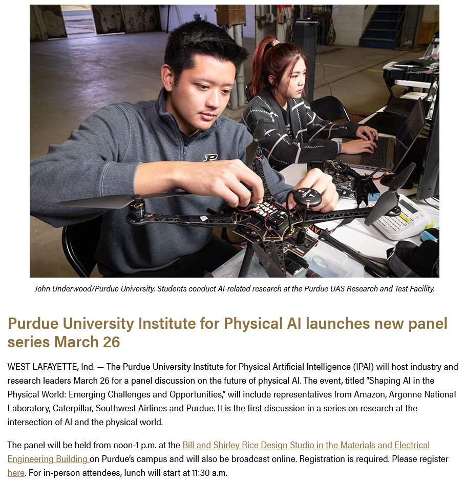 “Shaping AI in the Physical World: Emerging Challenges & Opportunities”. Join in to Purdue IPAI panel with Amazon, Argonne, CAT, Southwest leaders & Purdue faculty. I moderate. Mar 26, 12-1. bit.ly/ipai0324 @LifeAtPurdue @Amazon @argonne @CaterpillarInc @SouthwestAir