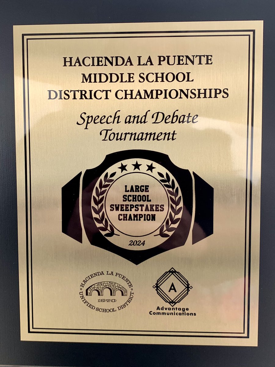 Our Speech &amp; Debate Team in won 1st place among large schools in the HLPUSD district championship tournament. Four of our students going to Iowa to compete at the National level this coming June. Thank you HLPUSD for providing such a unique learning experience to our students.