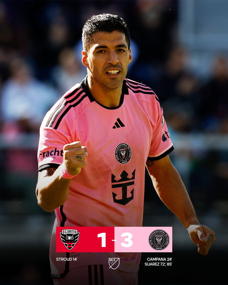 UruguayanHeroes's tweet photo. Luis Suárez started on the bench for Inter Miami today, but he was called upon in the second half to lead his team to victory and did just that.

- '62: subbed on (score: 1-1)
- '72: GOAL (1-2)
- '85: GOAL (1-3)

Lucho's superb start in the MLS continues. https://t.co/LCCFGiR2vR
