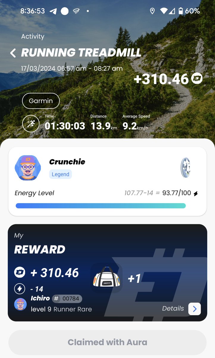 0xCrunchie's tweet photo. Great way to end the week with a drop of auras to my team and claiming with one from @DefitValhalla captain. No #fitbag this time with @DEFITofficial #onPolygon #m2e #POG https://t.co/MkW1MviZLB