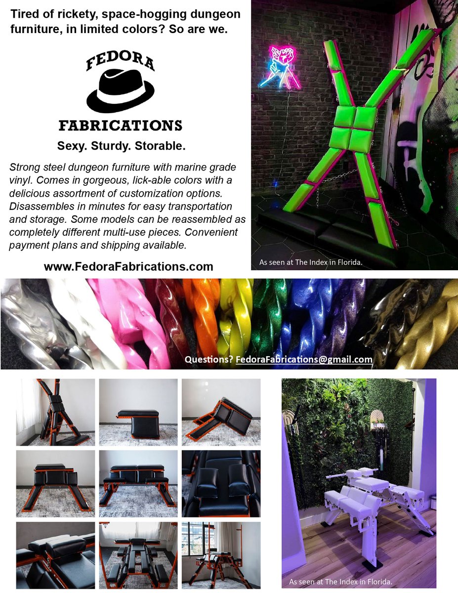 Thank you to Fedora Fabrications for being our Dungeon Sponsor for KinkFest 2024. We are excited to have their support!

fedorafabrications.com

Learn more about sponsorships or ads for 2025 at sponsors@kinkfest.org.