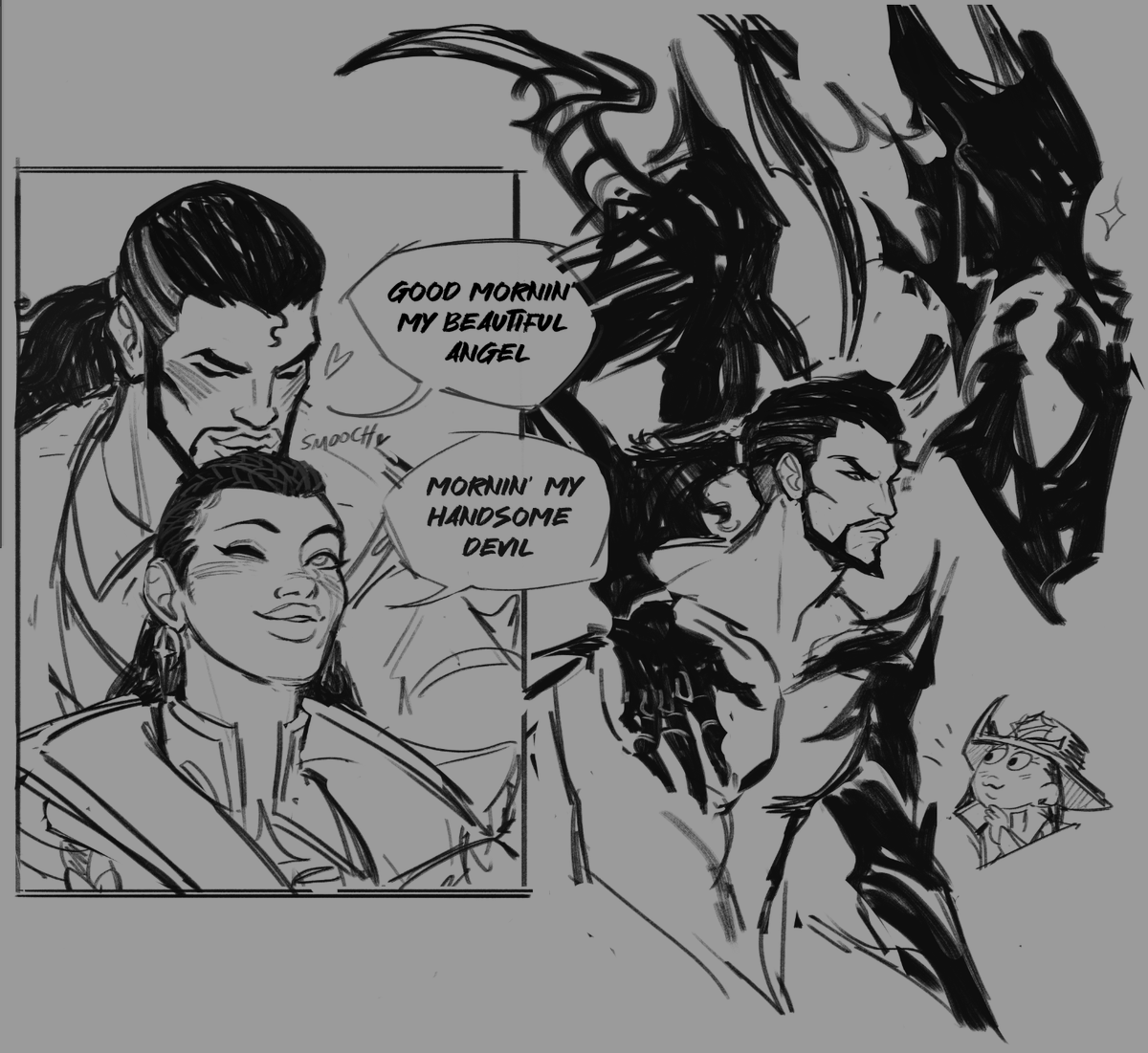 high noon senna and lucian doodle for today...my yeehaw parents...🤠 