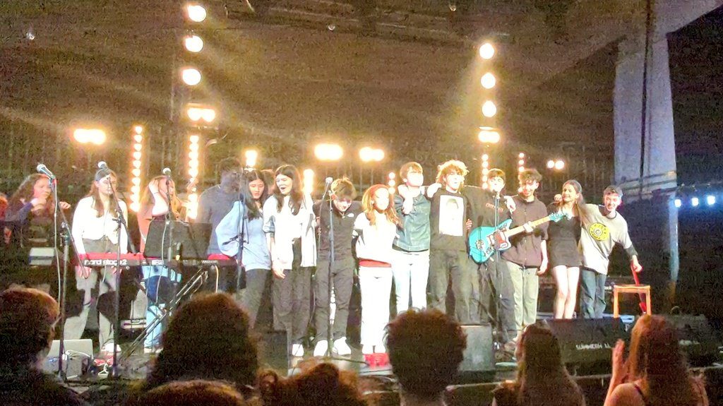 RichardFoggo's tweet photo. Edinburgh Schools Rock Ensemble knocking it out the park. Ensemble right enough. Like being back in 1997 at a Spiritualised gig. Leith Academy band, a great warm up act. #summerhall #ESRE #prouddad https://t.co/2F8OuMD1vm