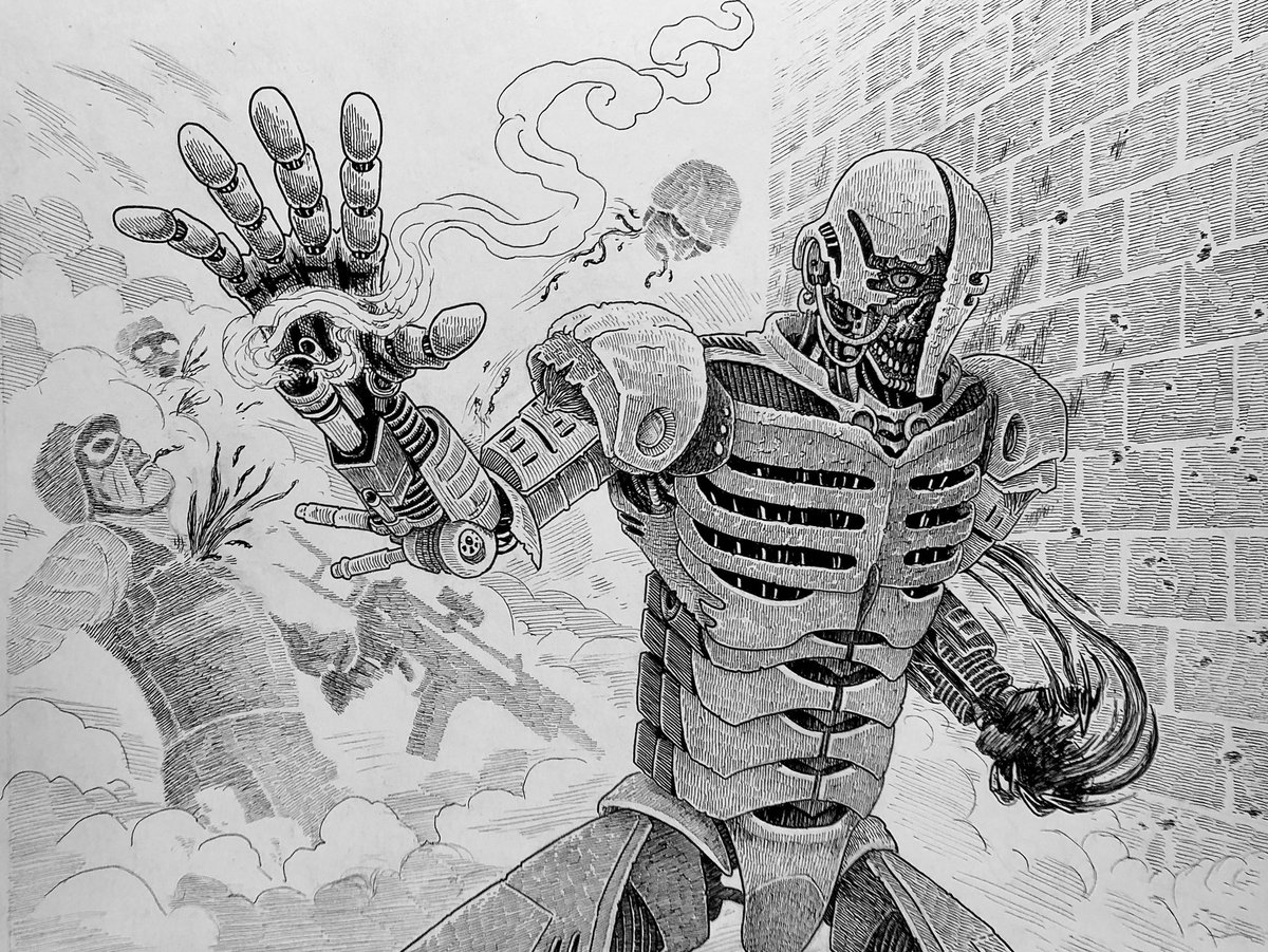 Cyborg goes crazy on the battlefield 
(commission) 