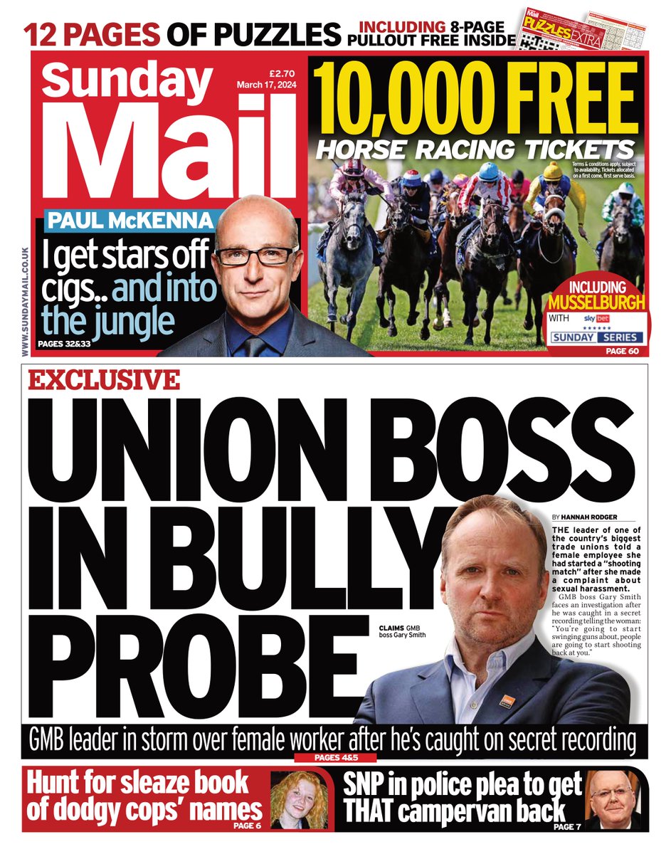 Sunday Mail: Union boss in bully probe #TomorrowsPapersToday