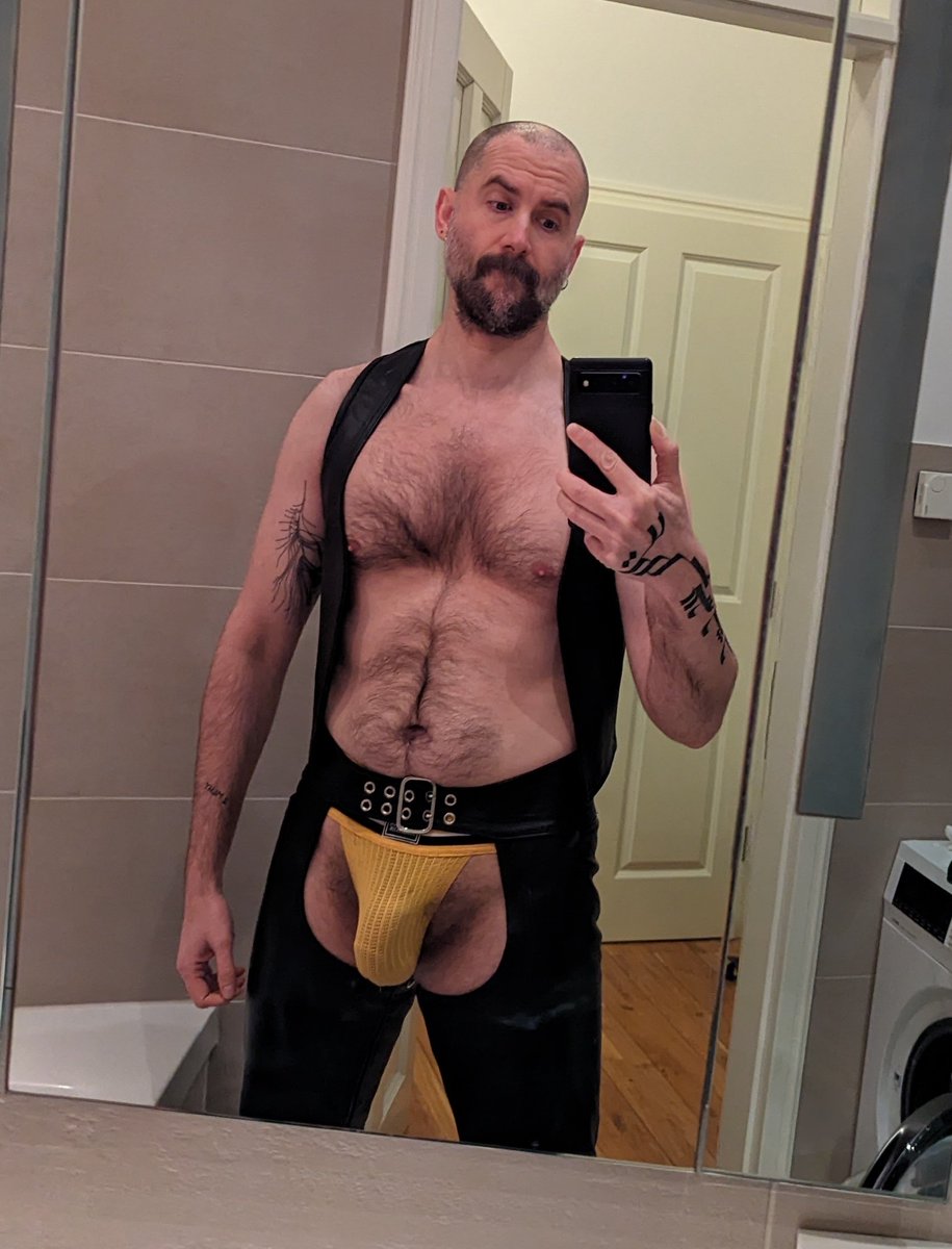 Not my chaps but thinking I should get some. Feels super hot to have your junk and ass out available like this. Feel like I can happily start sliding into my leather dadbod years now