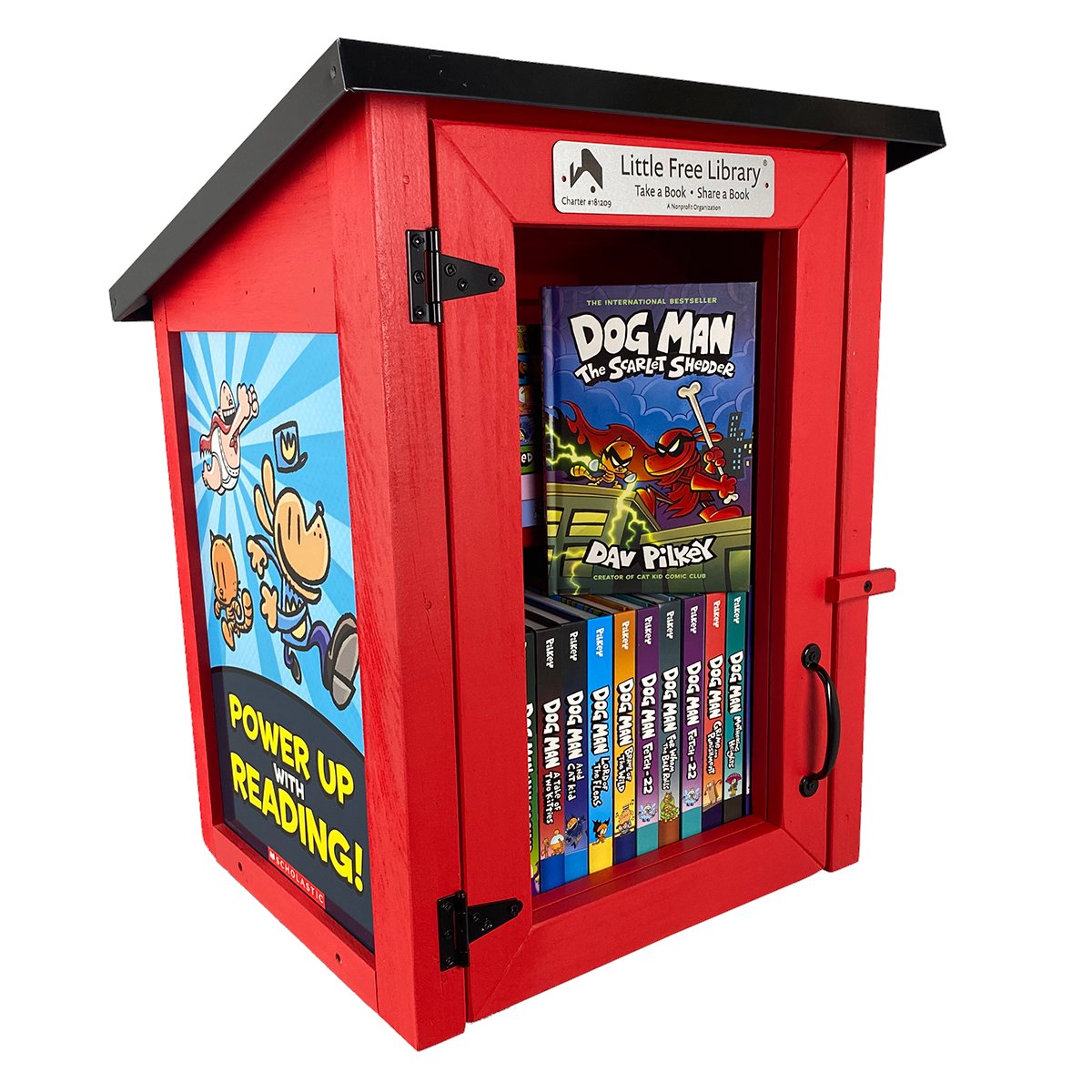 LtlFreeLibrary's tweet photo. Did you hear the news?? #DogMan Little Free Libraries are coming to all 50 states, and we're giving away 1,200 copies of DOG MAN #12: THE SCARLET SHEDDER thanks to Dav Pilkey and our friends at @Scholastic! Learn more: https://t.co/pBzsOUmepU https://t.co/f3WqPN55gC
