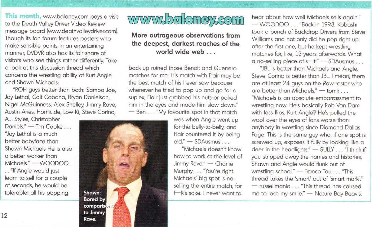 JamieOD's tweet image. Took me all day to find this but ladies and gentlemen courtesy of Power Slam magazine from 2006 I give to you message board opinions of Kurt Angle and Shawn Michaels.