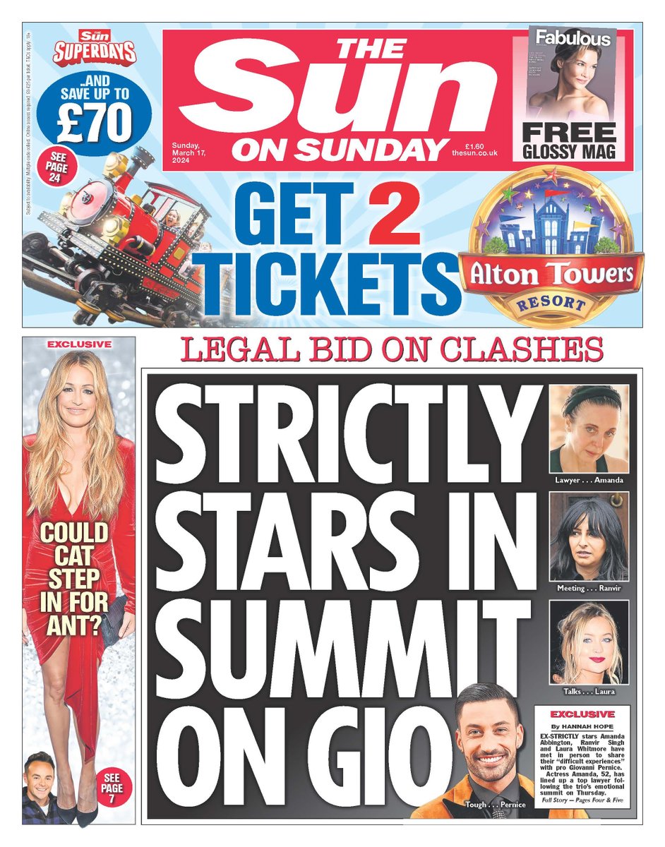 On tomorrow's front page: New crisis for Strictly’s Giovanni Pernice as three ex-dance partners meet to discuss their ‘difficult experiences’ with him thesun.co.uk/tv/26738115/st…