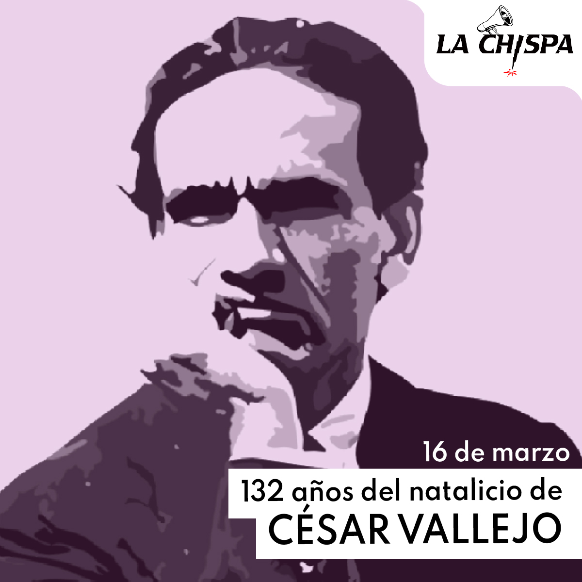 LaChispa_MSP's tweet photo. A 132 AÑOS DEL NACIMIENTO DEL POETA UNIVERSAL, ¡VIVA CÉSAR VALLEJO, MARXISTA Y REVOLUCIONARIO!

Como diría el mismo Vallejo: “hay, hermanos, muchísimo que hacer”

Los invitamos a revisar nuestro pronunciamiento por el natalicio de Vallejo:
https://t.co/y8CSapiRox https://t.co/0N9BdfYIp8