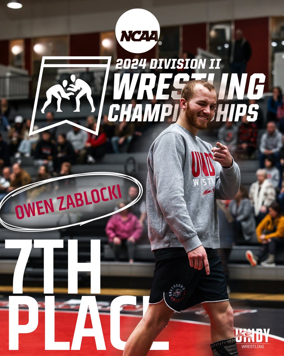 Slickest Man Alive. 👏 Owen Zablocki caps his Greyhound career with a dub. 🤜🤛 #OffTheChain #HoundsWrestling