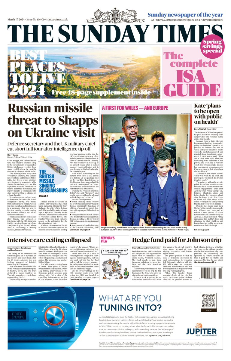 🚨 EXC- A hospital ICU ceiling collapsed onto a patient this week sparking a major incident. Hours later a doctor at another hospital suffered a broken leg after a lift plunged 4 floors - Our crumbling NHS, in tomorrow's Sunday Times: