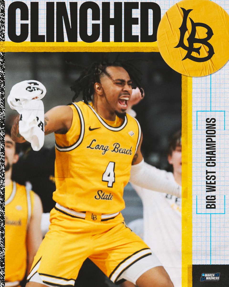 MarchMadnessMBB's tweet photo. LONG BEACH STATE ➡️ CHAMPIONS OF THE BIG WEST 🙌

The Beach are dancing for the first time since 2012 🕺 #MarchMadness https://t.co/ASs5x4eg7Q