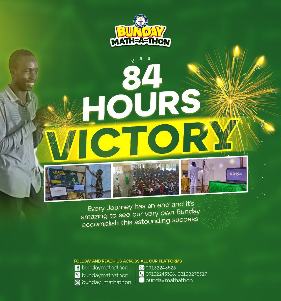 iam_ayanfeoluwa's tweet photo. Samuel Emmanuel, a 400l student of FUTA has completed the longest Mathematics tutorial by an individual.
#Bundaymathathon https://t.co/knEkUa2Nth