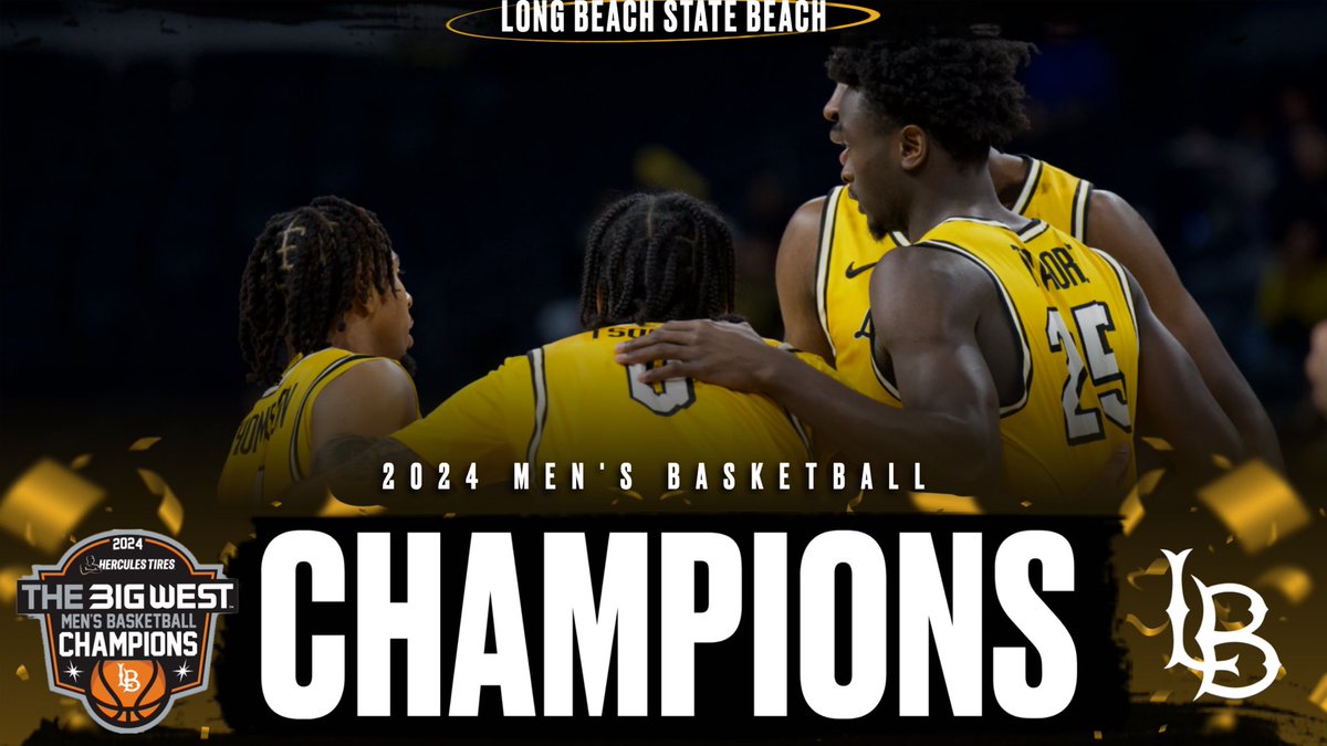 BigWestSports's tweet photo. JUST BEACHY 🏆🏀

@LBSUMBB gets the victory over the Aggies to clinch the 2024 @HerculesTires Big West Men’s Basketball Championship title! 

#OnlyTheBold x #GoBeach x #NCAAMBB https://t.co/Na6SaVwgvT