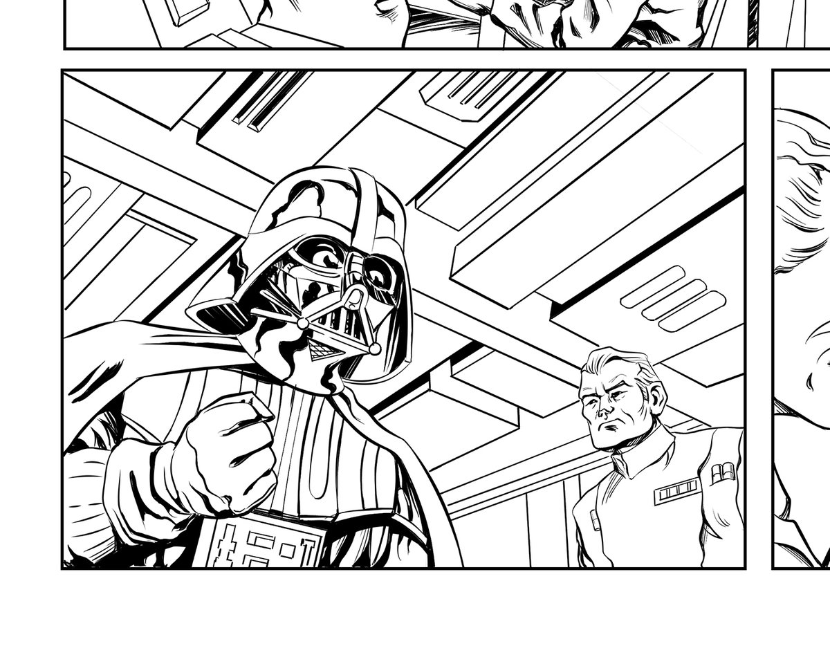 I've been working on this whenever I get the time, so here's an update. I inked one page recently, here's how it looks. Happy enough with it so far.
#starwars #comicart #darthvader #drawing #artist #sequentialart #empirestrikesback #anewhope #returnofthejedi #anakinskywalker