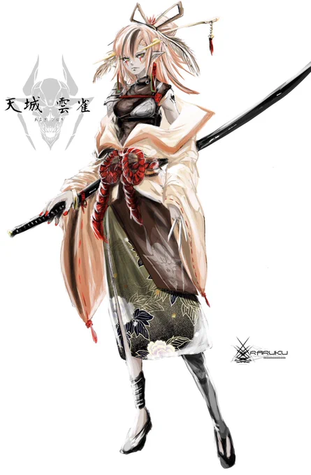 天城 雲雀東瀛の南側にある鬼人の国"天城"の長。クロスジヒトリ×鬼がモチーフ。姉御肌の酒好き。 
