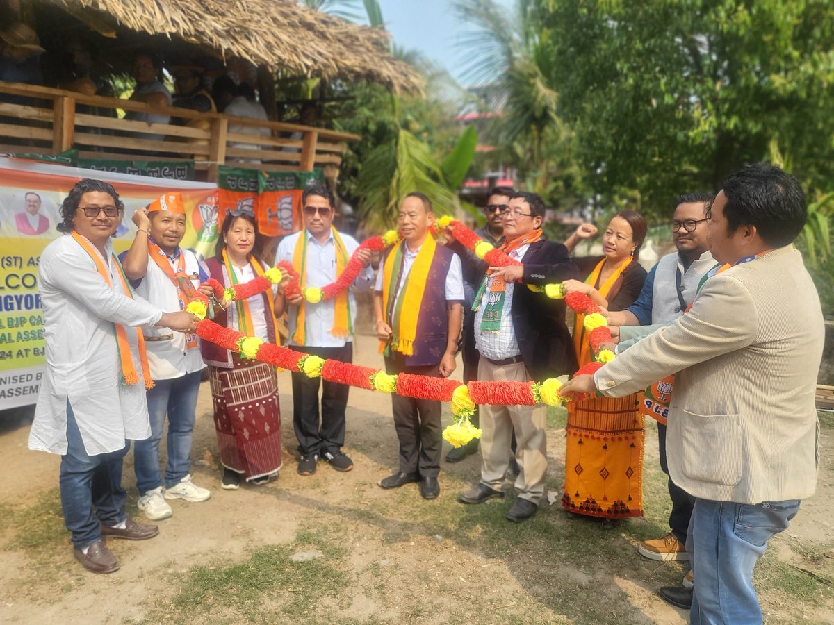 Warm reception accorded by Morcha Heads of Lower Siang District bjp being BJP official nominee of 28-Likabali Assembly constituency.