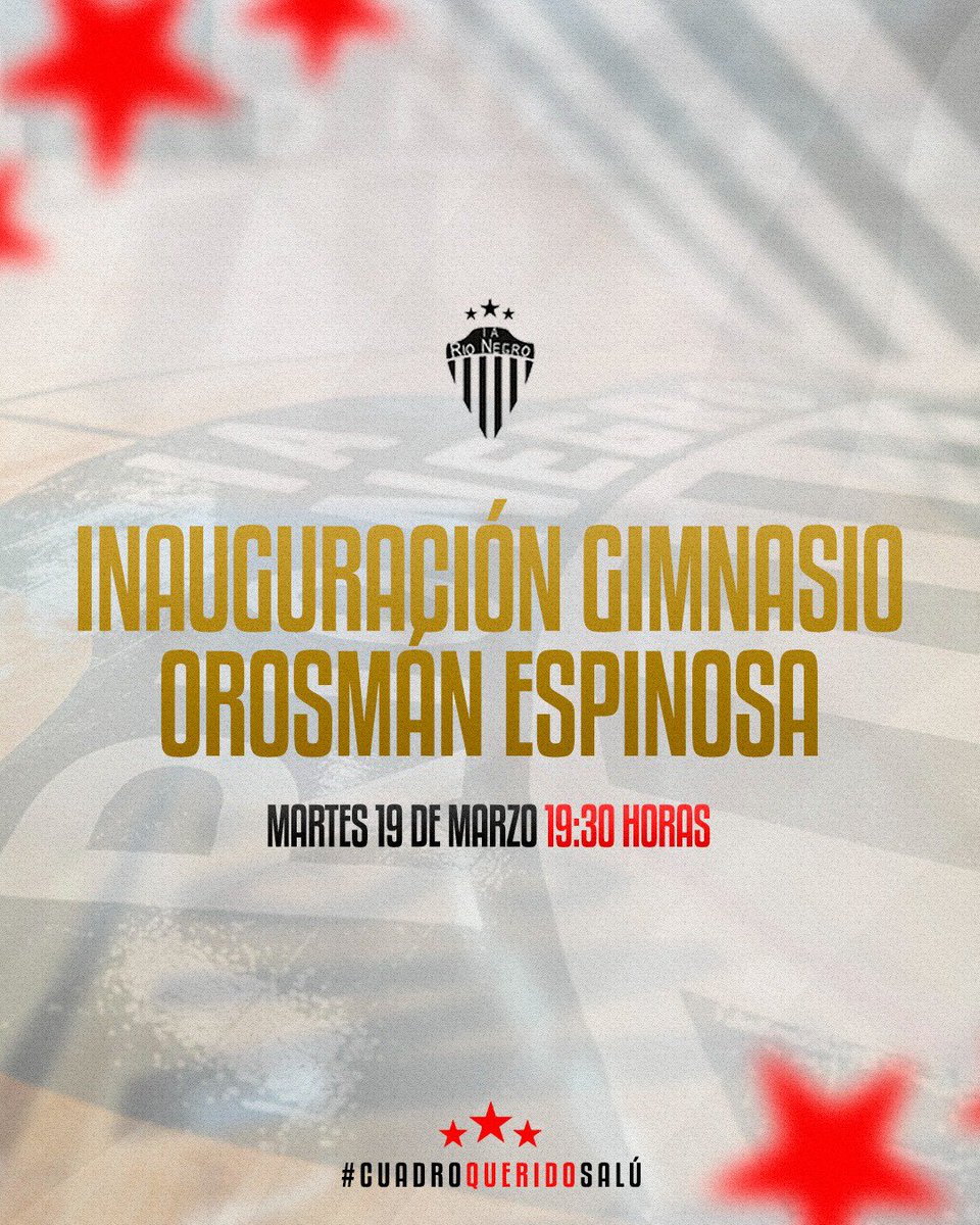 Con mucha alegría queremos invitarlos a todos a presenciar la inauguración de nuestro renovado Gimnasio, Orosmán Espinosa.

Martes 19 de Marzo - 19:30hs 

⚪️⚫️ #CuadroQueridoSalú