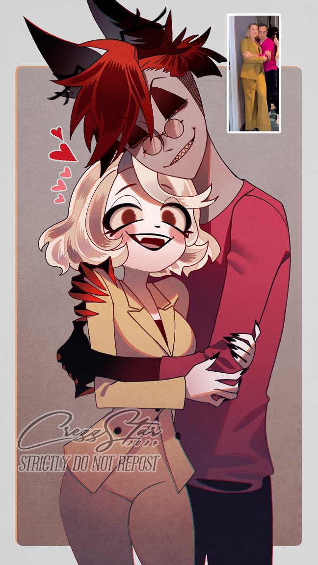 📻🔔
( I found a photo of their VA hugging and i wanted to draw them wearing their VA outfits ❤️💗)

#radiobelle #charlastor