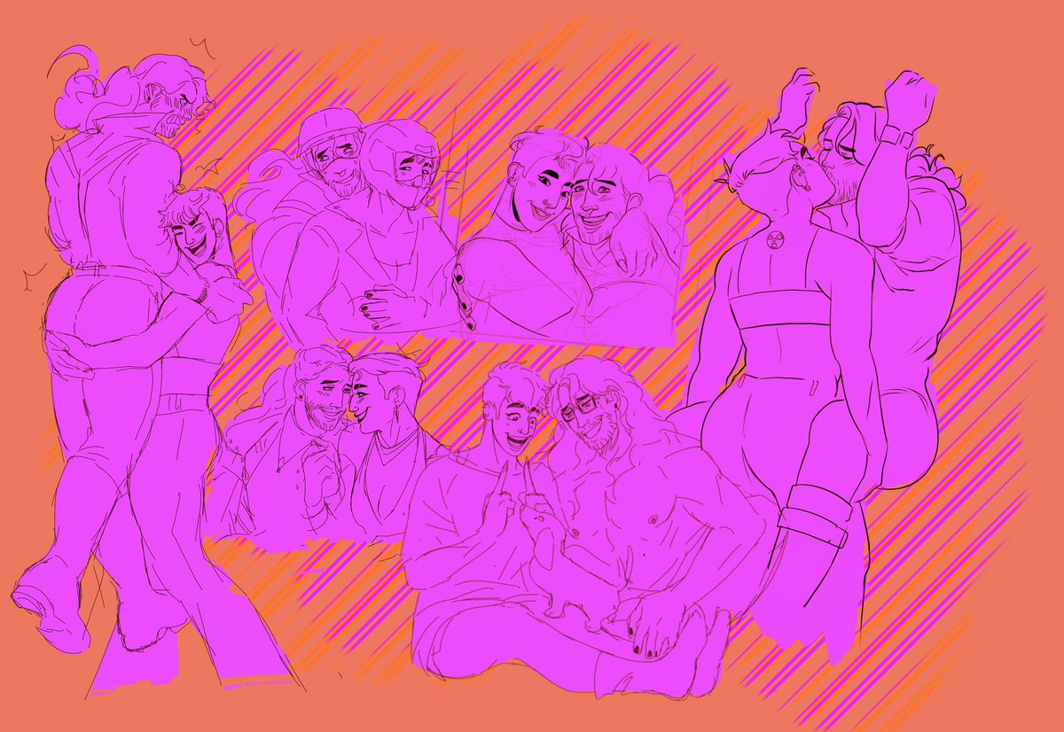 [oc] compiled a doodle dump of Jacques &amp; Scotty 💜🧡