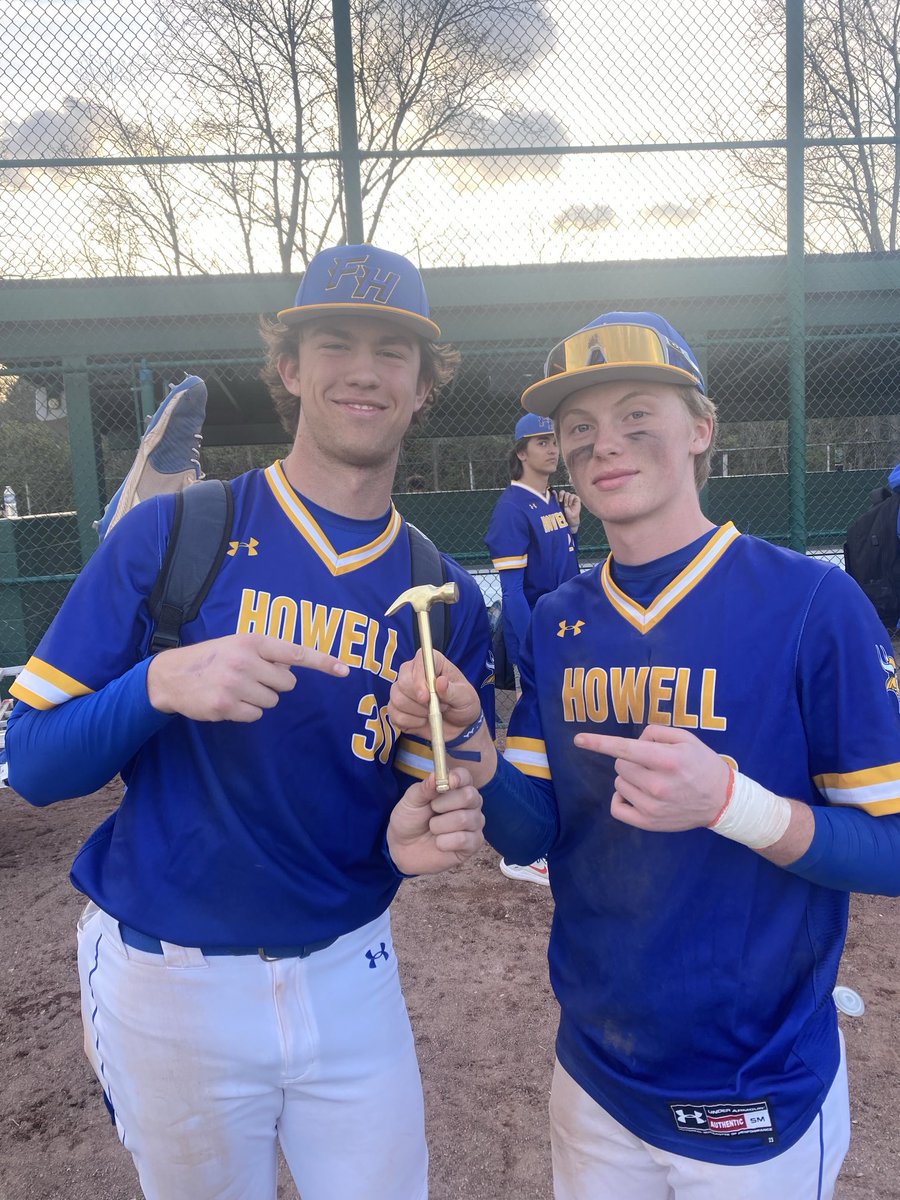 howell_baseball's tweet image. Jackson Vaughn earned the hammer in game 1 and Shane Ernst in game 2.  Hitters sticking together.  #vikingbaseball