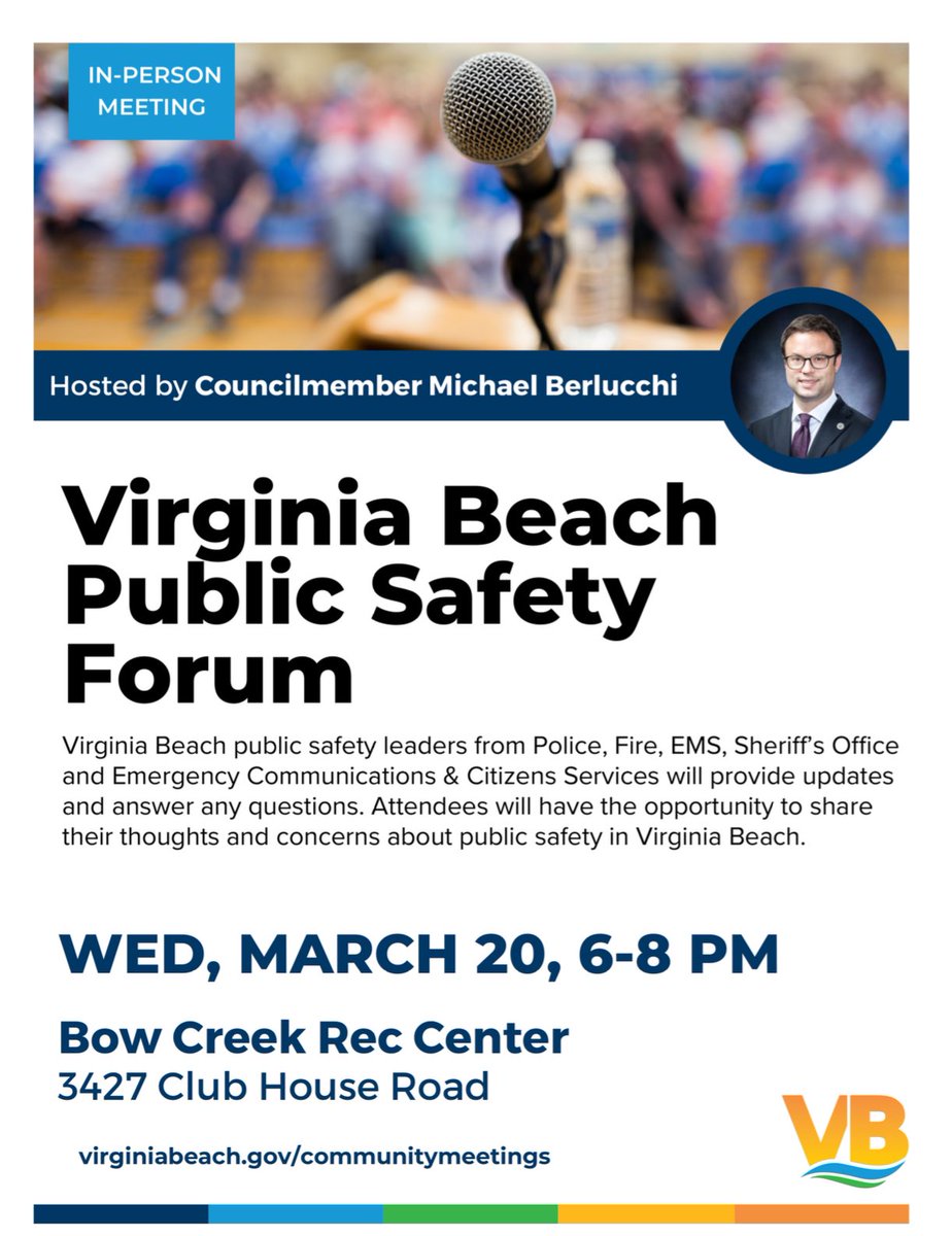 Virginia Beach Public Safety Forum - Wednesday March 20 at 6pm. All are Welcome! 🇺🇸